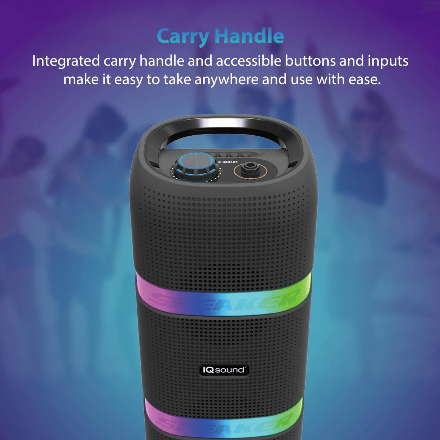 IQ Sound 2 x 4-Inch Portable Bluetooth TWS LED Speaker